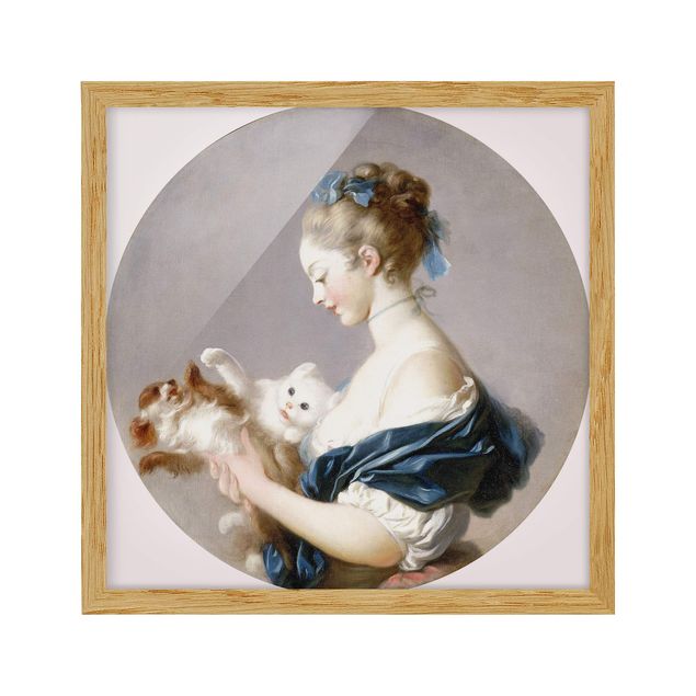 Quadros famosos Jean Honoré Fragonard - Girl playing with a Dog and a Cat
