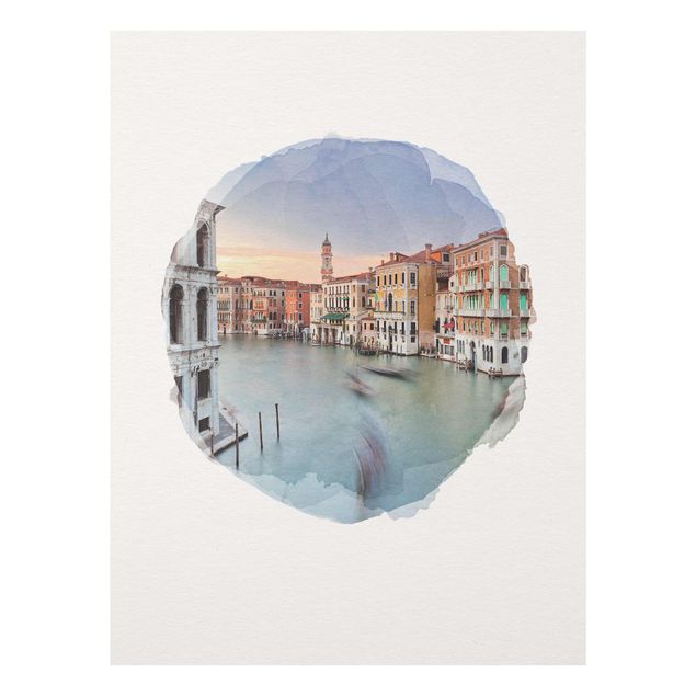 Quadros cidades WaterColours - Grand Canal View From The Rialto Bridge Venice