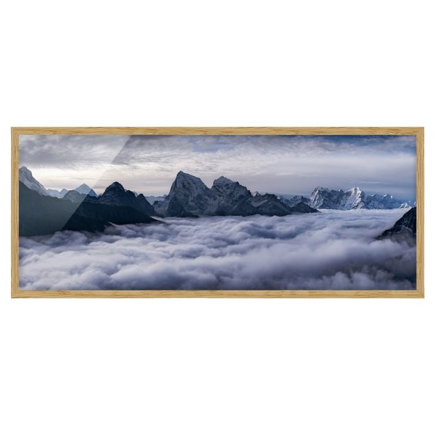 Quadros com moldura em preto e branco Sea Of ​​Clouds In The Himalayas