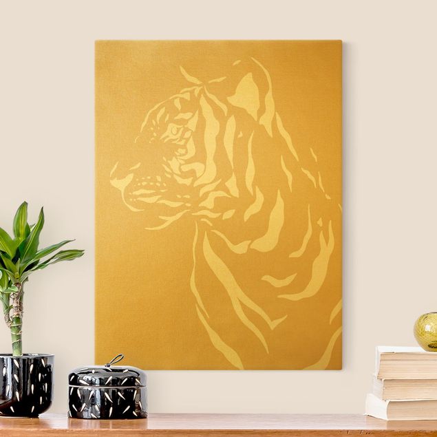 quadros decorativos para sala modernos Safari Animals - Portrait Tiger Beige