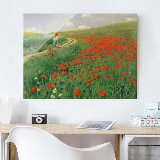 quadro com flores Pál Szinyei-Merse - Summer Landscape With A Blossoming Poppy
