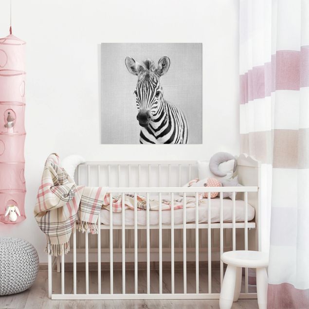 Telas decorativas zebras Baby Zebra Zoey Black And White