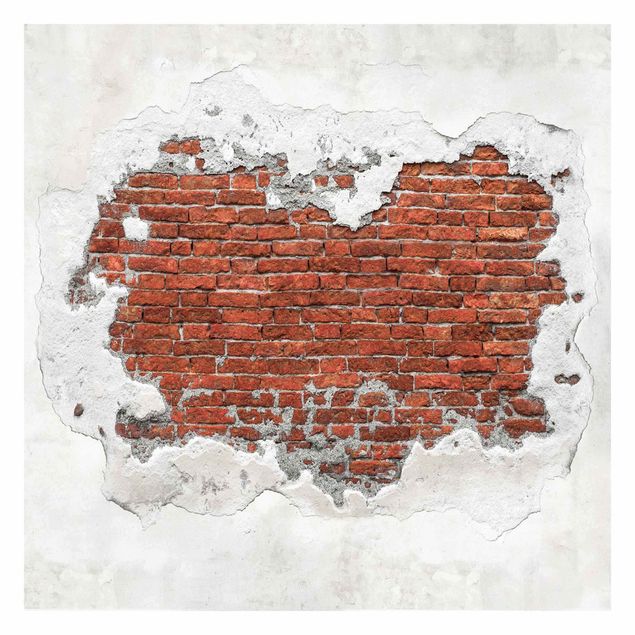 Papel de parede vermelho Brick Wall Shabby Plaster