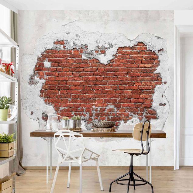 Papel de parede 3D Brick Wall Shabby Plaster