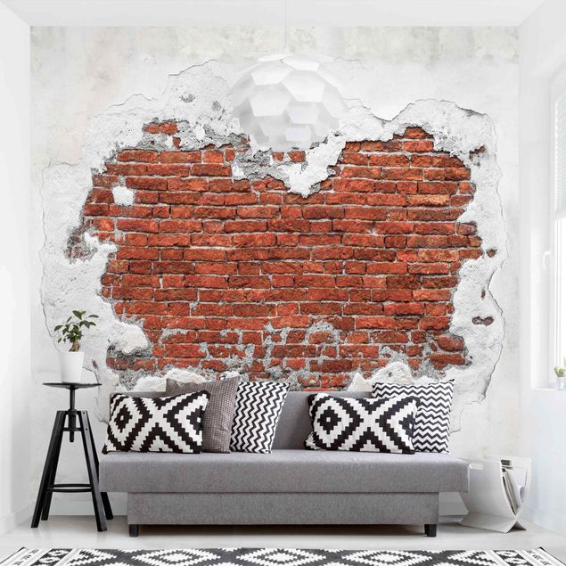 Papel de parede tijolo Brick Wall Shabby Plaster
