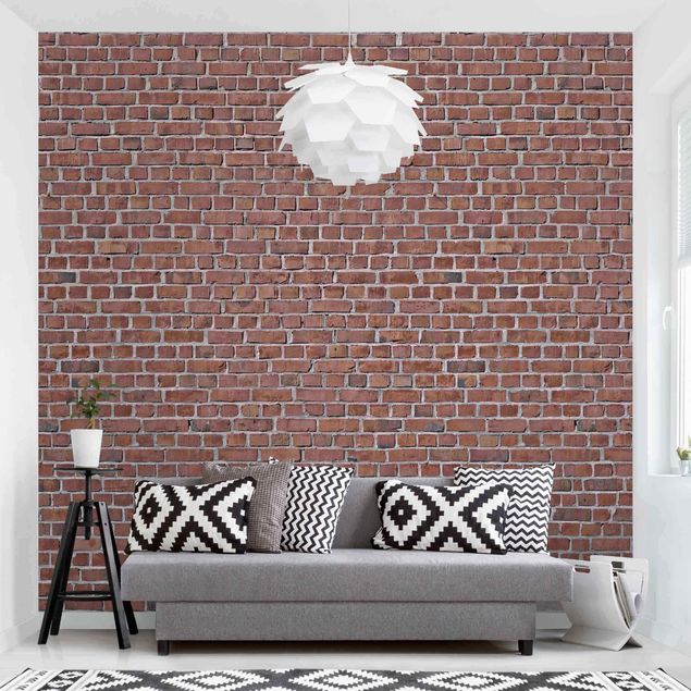 papel de parede imitando pedra Brick Tile Wallpaper Red