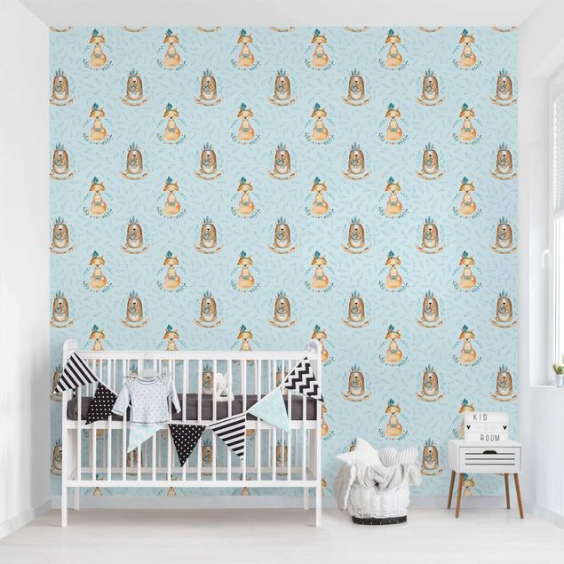 decoração para quartos infantis Bears And Foxes In Front Of Blue