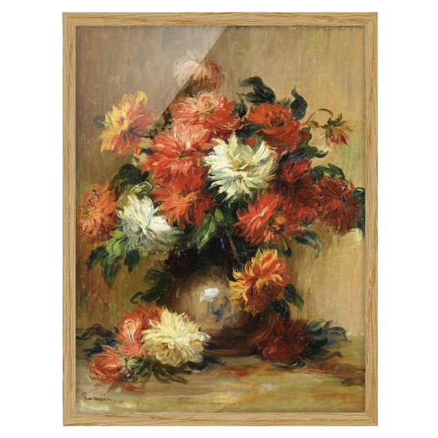 Quadros com moldura flores Auguste Renoir - Still Life with Dahlias