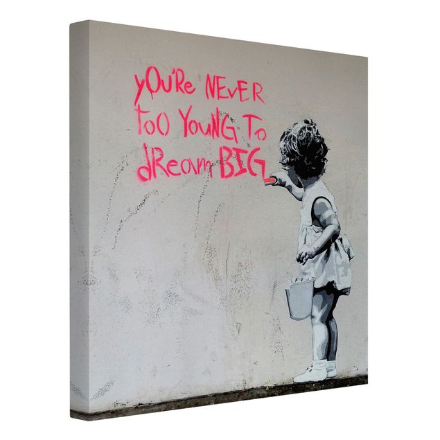 quadros preto e branco para decoração Dream Big - Brandalised ft. Graffiti by Banksy