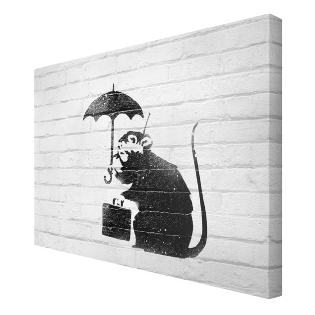 quadros em tela Banksy - Rat With Umbrella