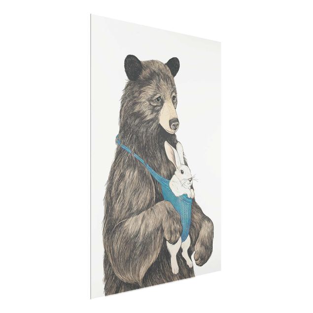 Quadros em vidro animais Illustration Bear And Bunny Baby