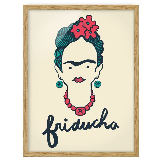 quadro com flores Frida Kahlo - Friducha