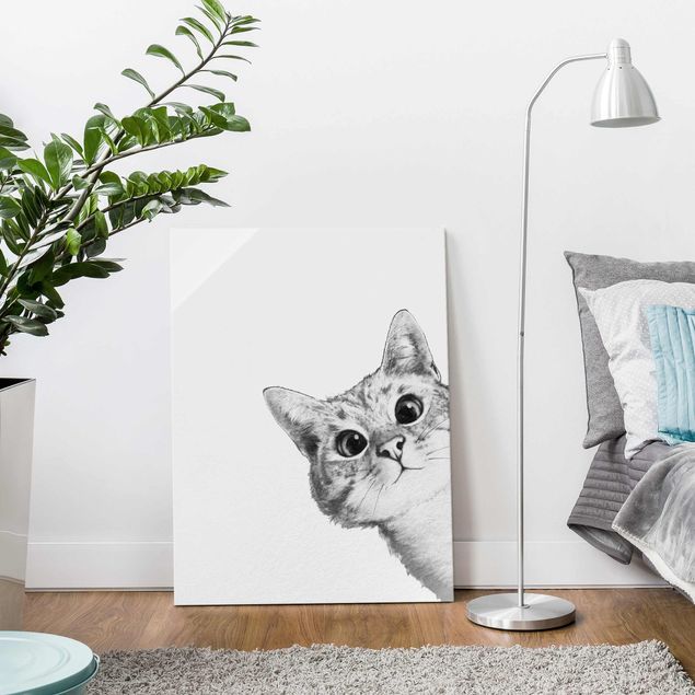 decoração para quartos infantis Illustration Cat Drawing Black And White