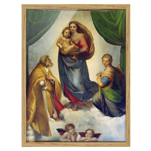 Quadros com moldura flores Raffael - The Sistine Madonna