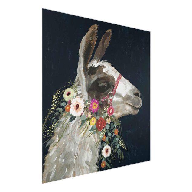 Quadros animais Lama With Floral Decoration I