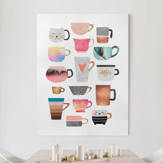 decoraçao para parede de cozinha Colourful Mugs With Gold