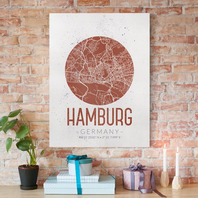 decoraçoes cozinha Hamburg City Map - Retro