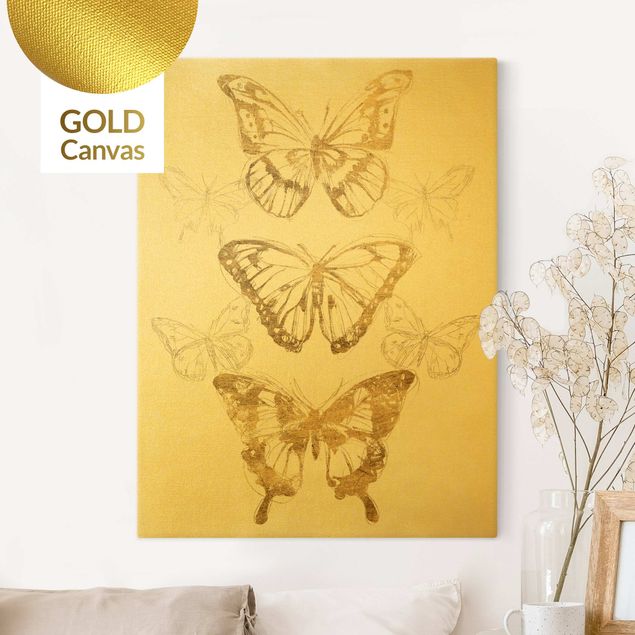 quadro com borboleta Butterfly Composition In Gold II