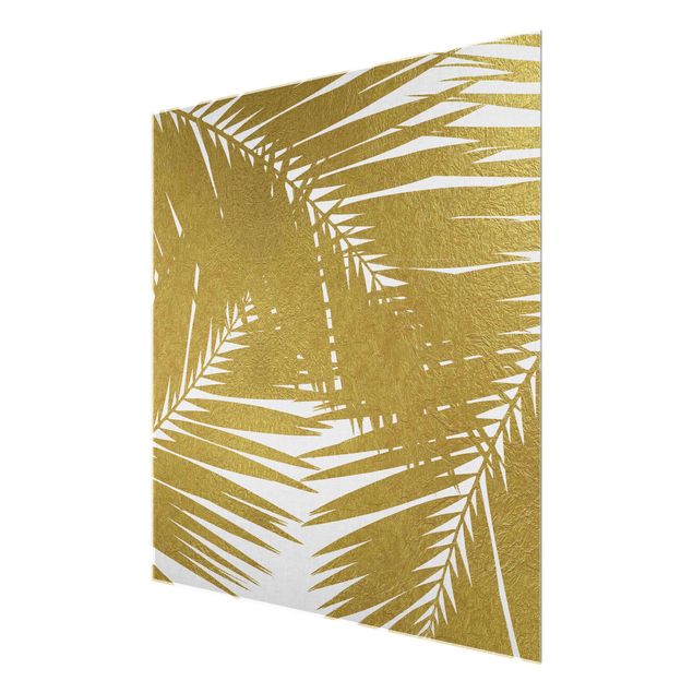 decoração quadros View Through Golden Palm Leaves