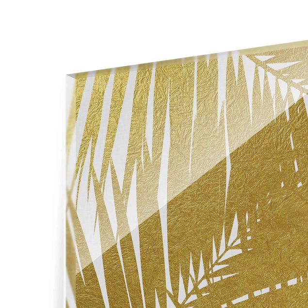 quadro de vidro View Through Golden Palm Leaves