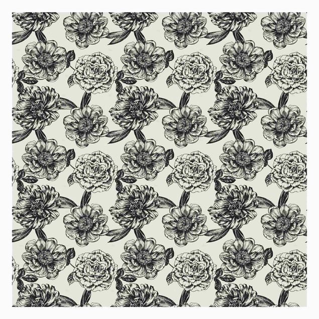 Papel de parede cinza Meshed Flowers With Roses