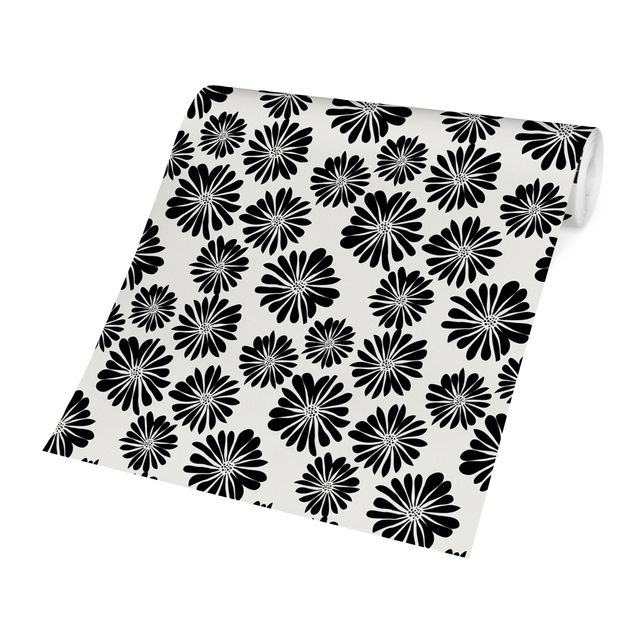 papel de parede preto absoluto Flower Pattern Hawaii In Black