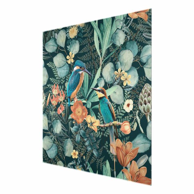Quadros de Andrea Haase Floral Paradise Kingfisher And Hummingbird