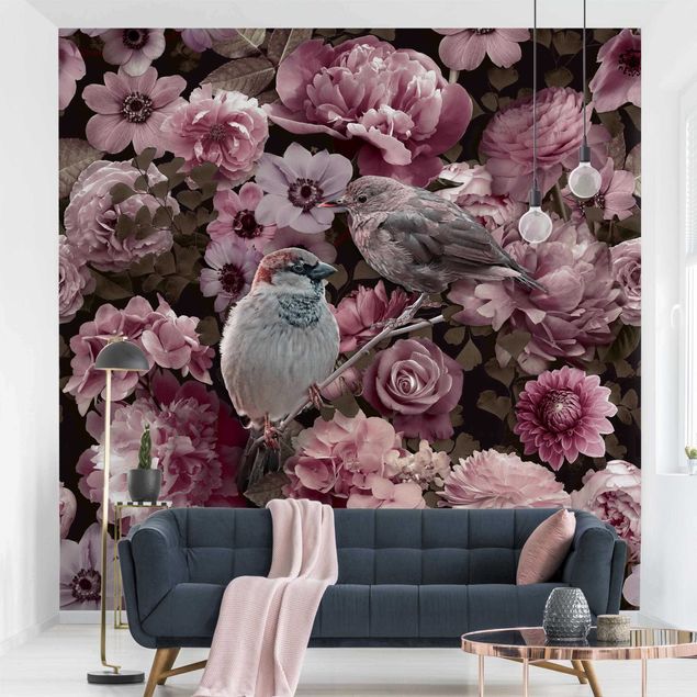 decoraçao para parede de cozinha Floral Paradise Sparrow In Antique Pink