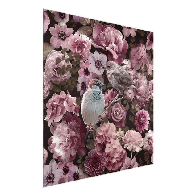 Quadros florais Floral Paradise Sparrow In Antique Pink