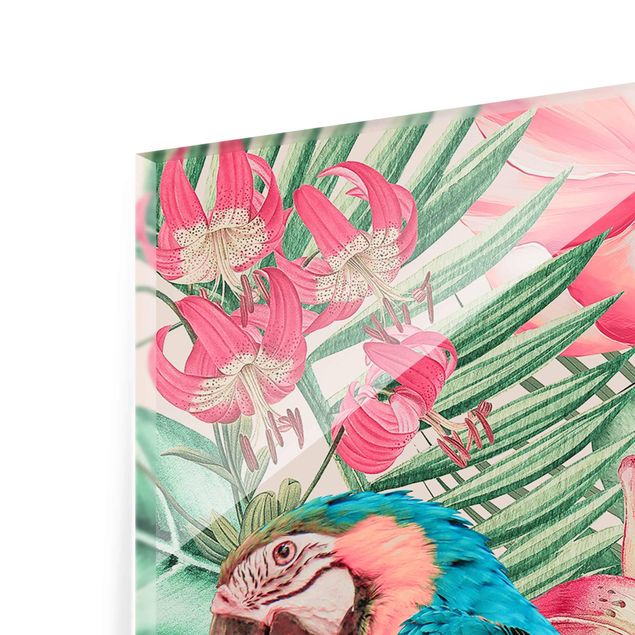 decoração quadros Floral Paradise Tropical Parrot