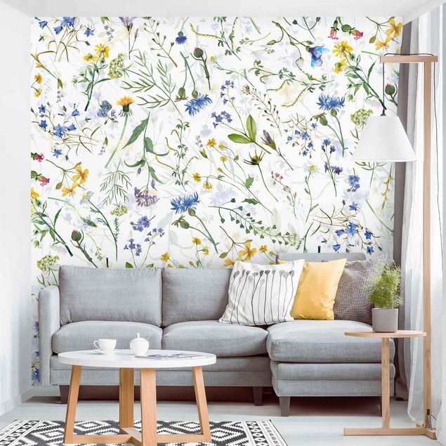 papel de parede floral Flower Meadow In Watercolour