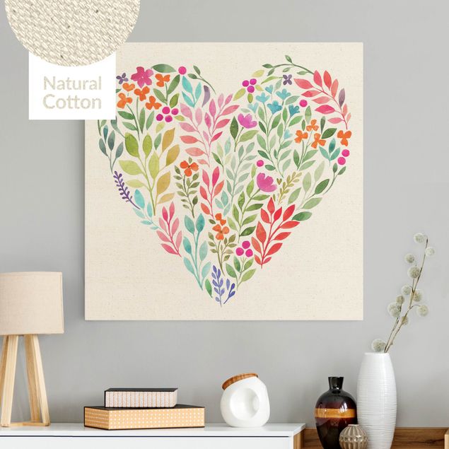 decoração para quartos infantis Flowery Watercolour Heart-Shaped