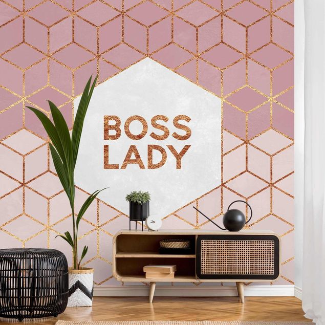 Papel parede geométrico Boss Lady Hexagons Pink