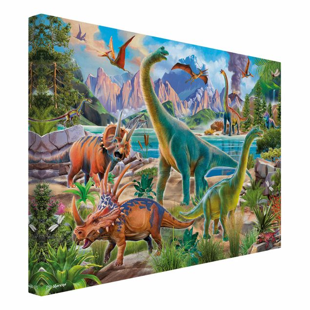 quadros modernos para quarto de casal Brachiosaurus And Tricaterops