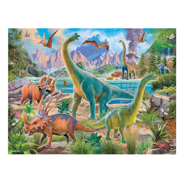 quadro animais quarto bebé Brachiosaurus And Tricaterops