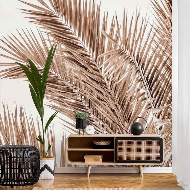 papel de parede moderno Bronze Coloured Palm Fronds