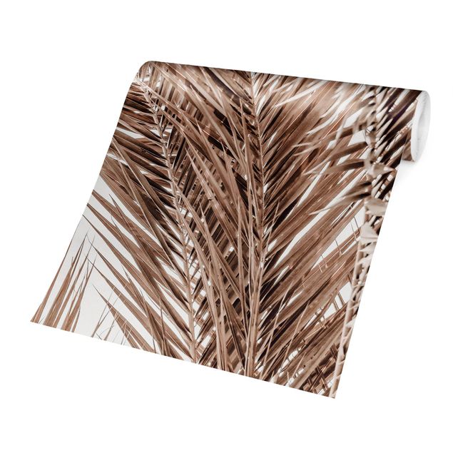 Papel de parede castanho Bronze Coloured Palm Fronds
