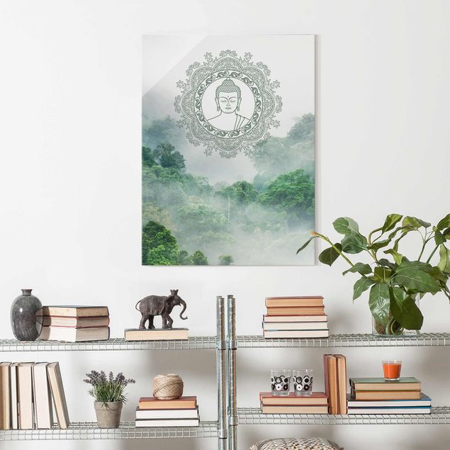 decoraçao para parede de cozinha Buddha Mandala In Fog