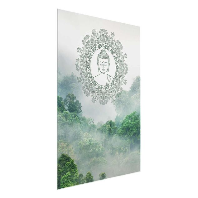 Quadros montanhas Buddha Mandala In Fog