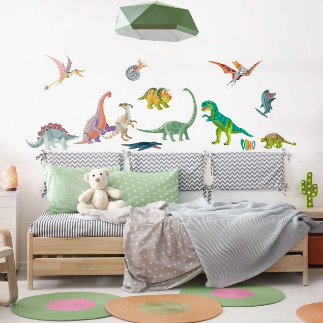 Autocolantes de parede animais Colorful dinosaur set