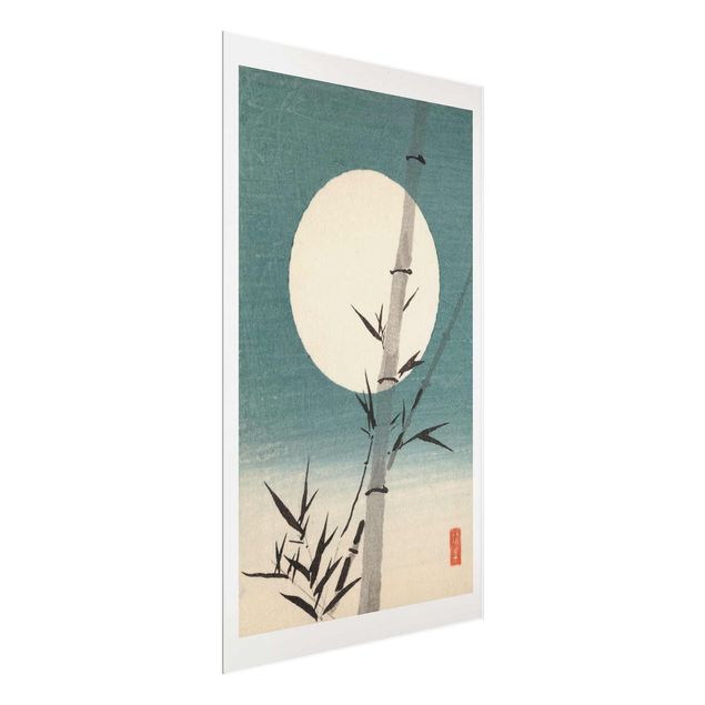 Quadros em vidro paisagens Japanese Drawing Bamboo And Moon