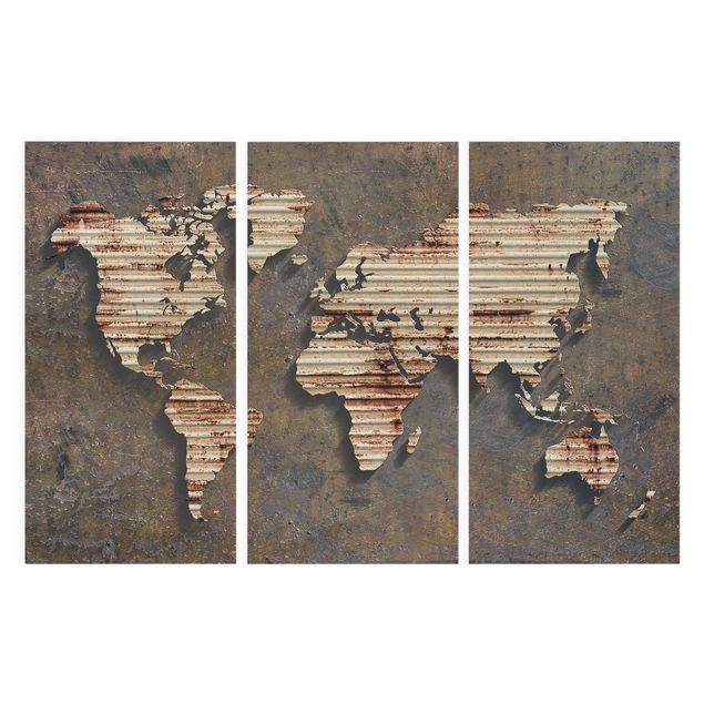 Telas decorativas mapas Rust World Map