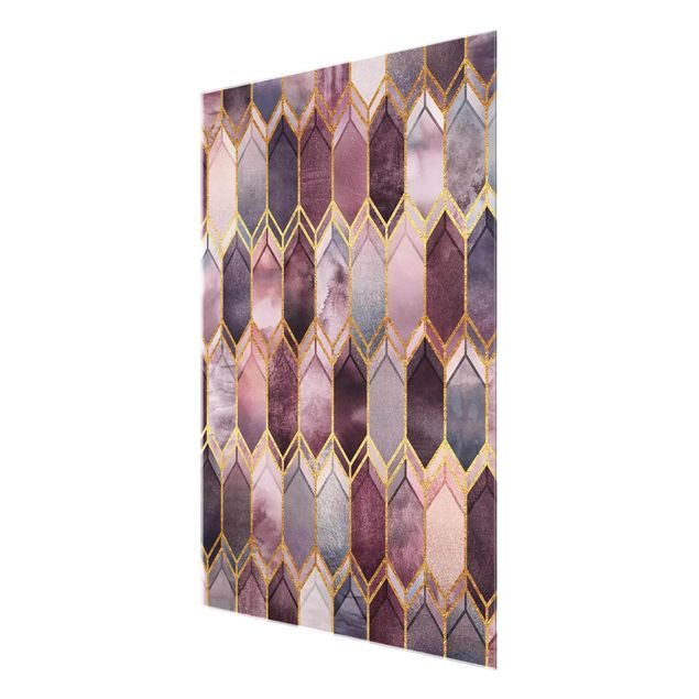 Quadros rosas Stained Glass Geometric Rose Gold