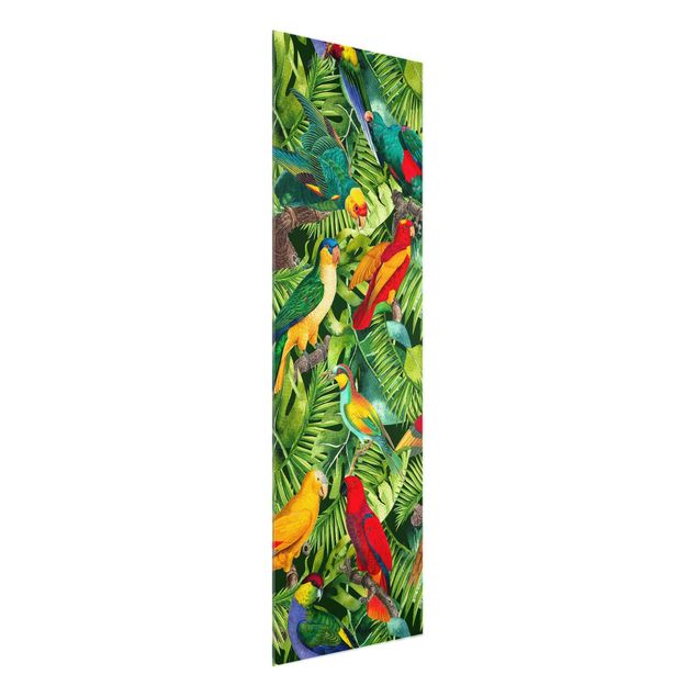 Quadros florais Colourful Collage - Parrots In The Jungle