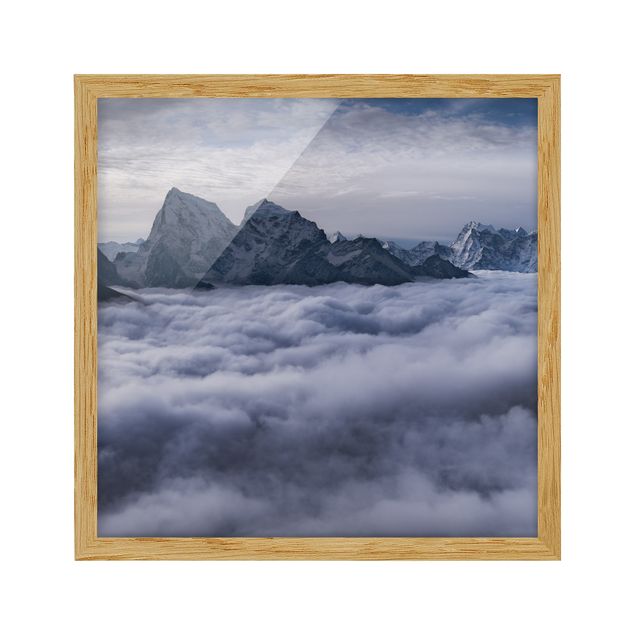 Quadros com moldura em preto e branco Sea Of ​​Clouds In The Himalayas
