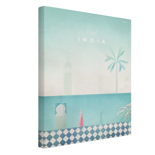 Telas decorativas réplicas de quadros famosos Travel Poster - India