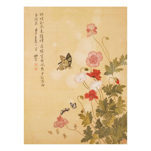 Quadros por movimento artístico Yuanyu Ma - Poppy Flower And Butterfly