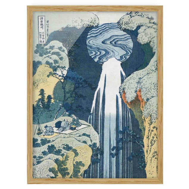 Quadros com moldura paisagens Katsushika Hokusai - The Waterfall of Amida behind the Kiso Road