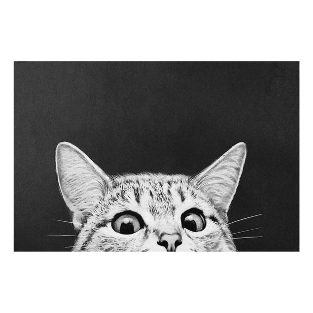 Quadros em vidro em preto e branco Illustration Cat Black And White Drawing