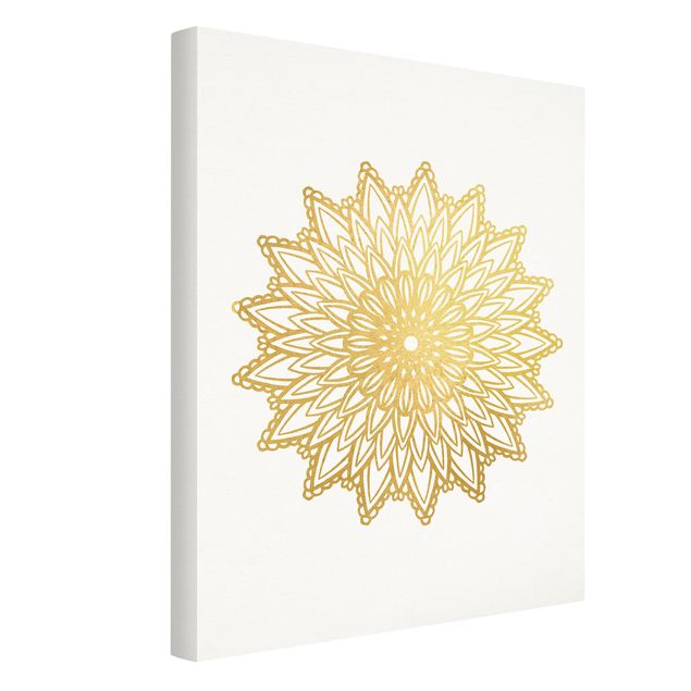 mandala em quadro Mandala Sun Illustration White Gold